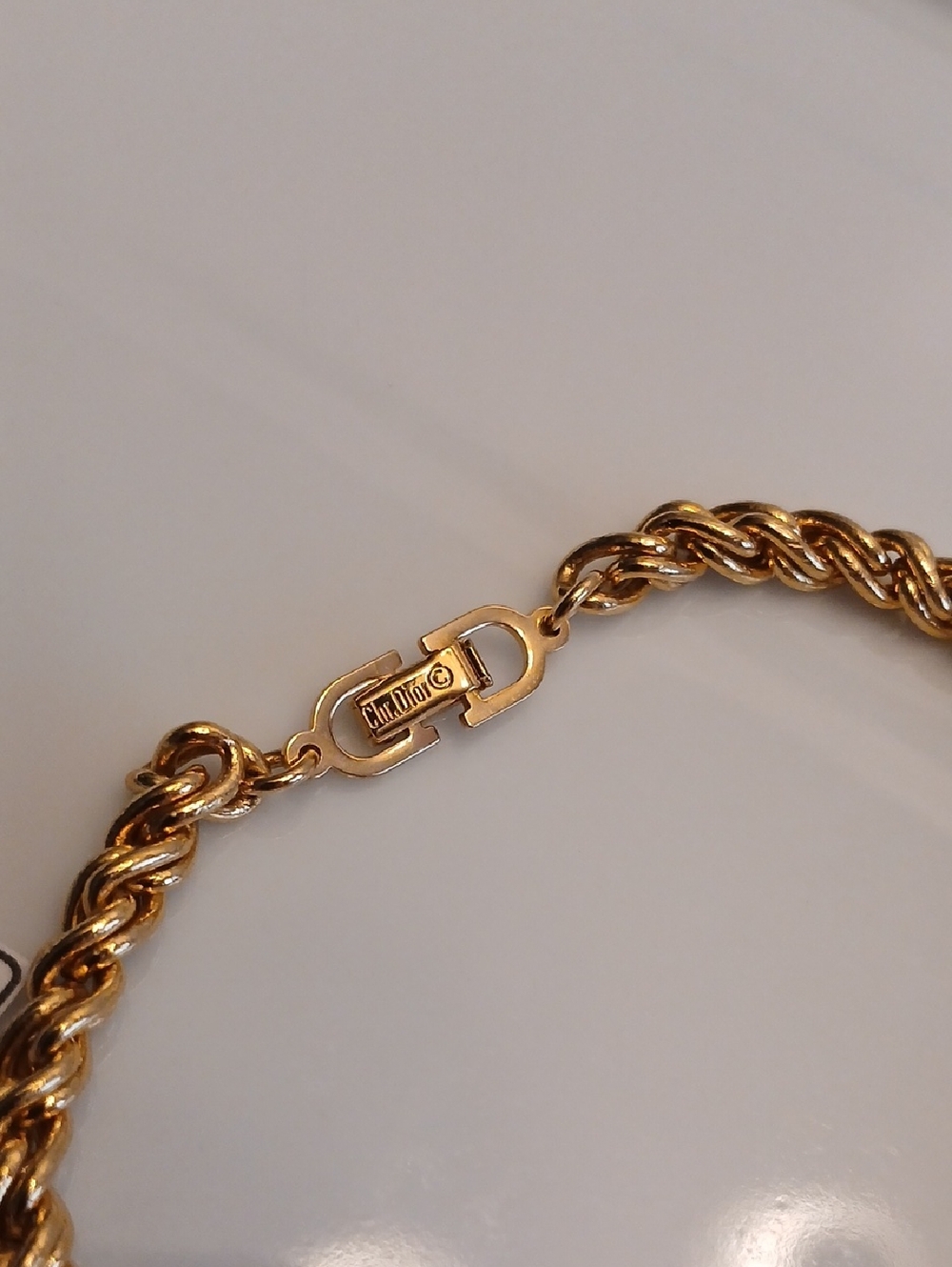 Christian Dior Gold Plated Spiral Chain Bracelet 7.25 C O A - Picture 2 of 12